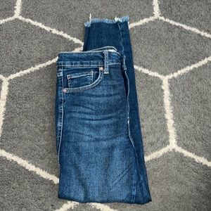 We The Free Free People Blue Raw Hem High Rise Skinny Jeans Size 29